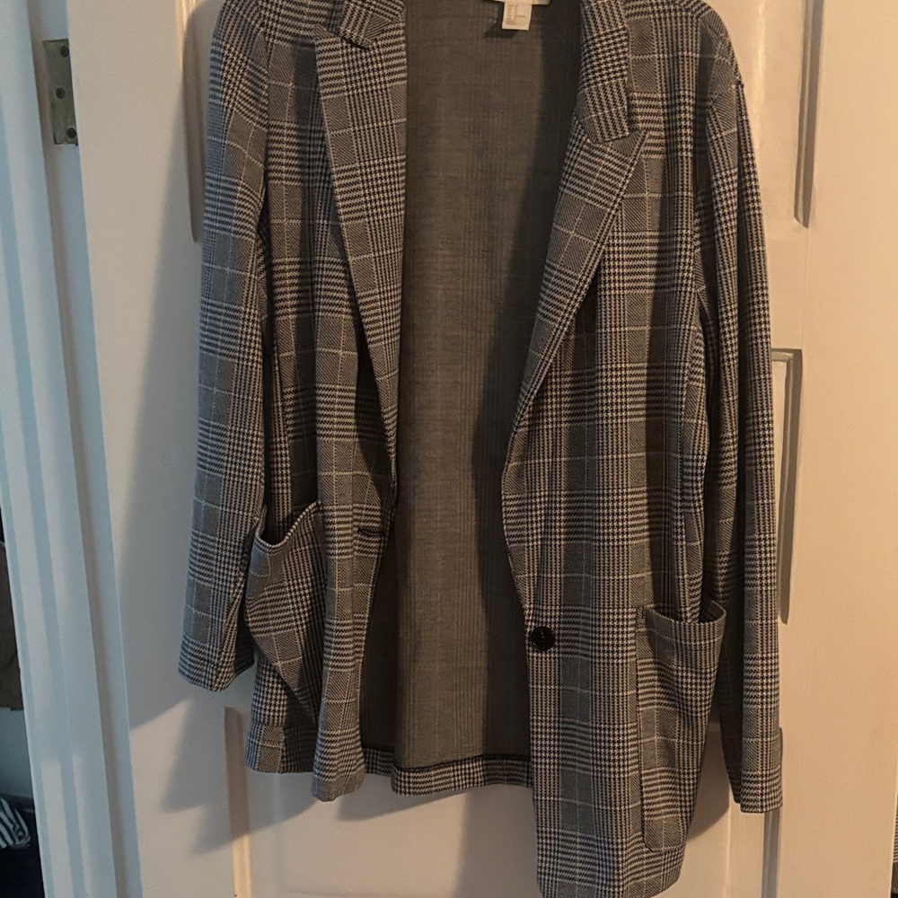 H&M soft stretchy houndstooth blazer size 12
